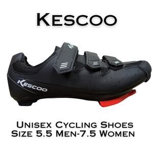 Kescoo Cycling Bike Shoes Unisex 5.5 7.5 Black Mesh Delta Cleats Lightweight